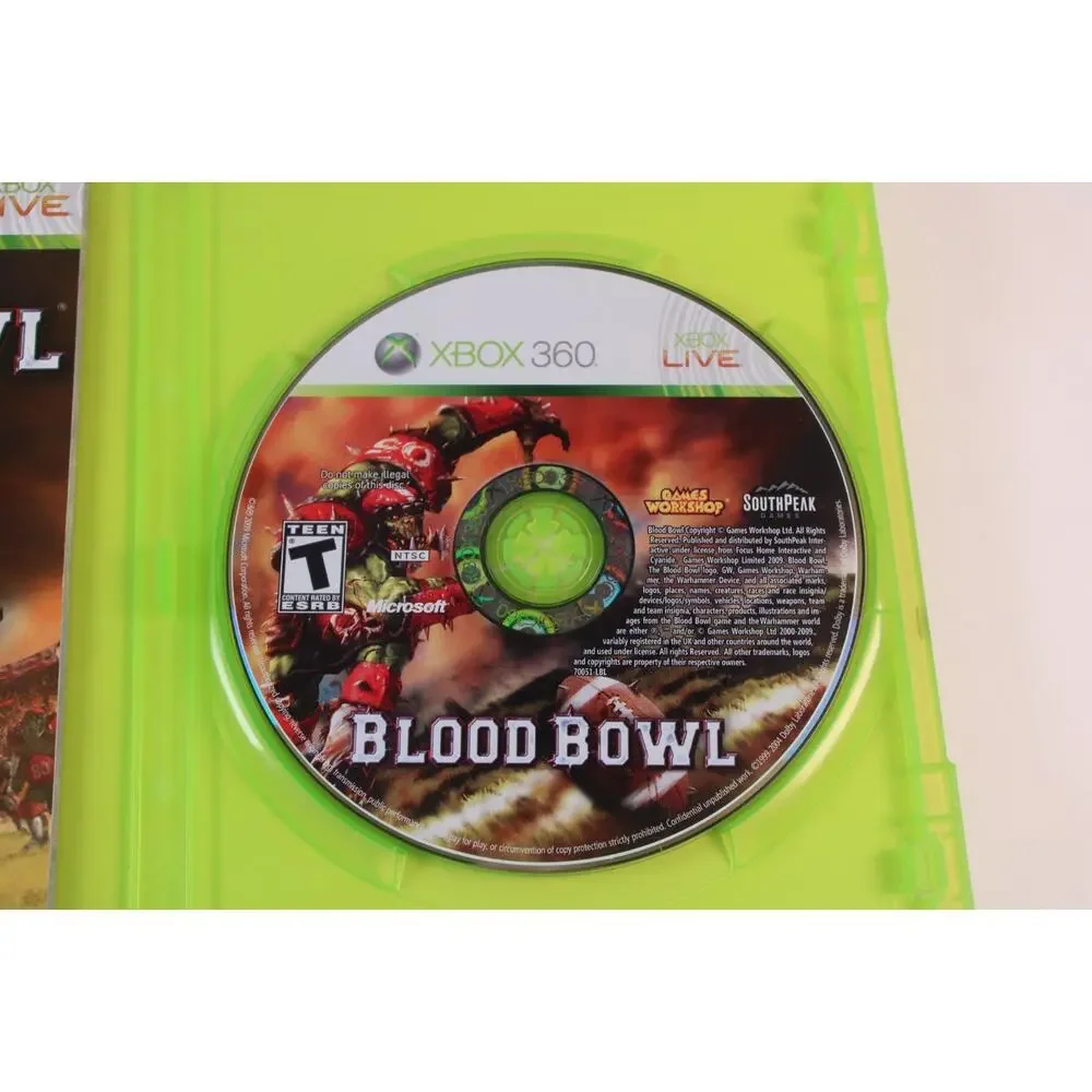 Blood Bowl (Microsoft Xbox 360, 2010) Authentic, Complete, Tested/Works Great